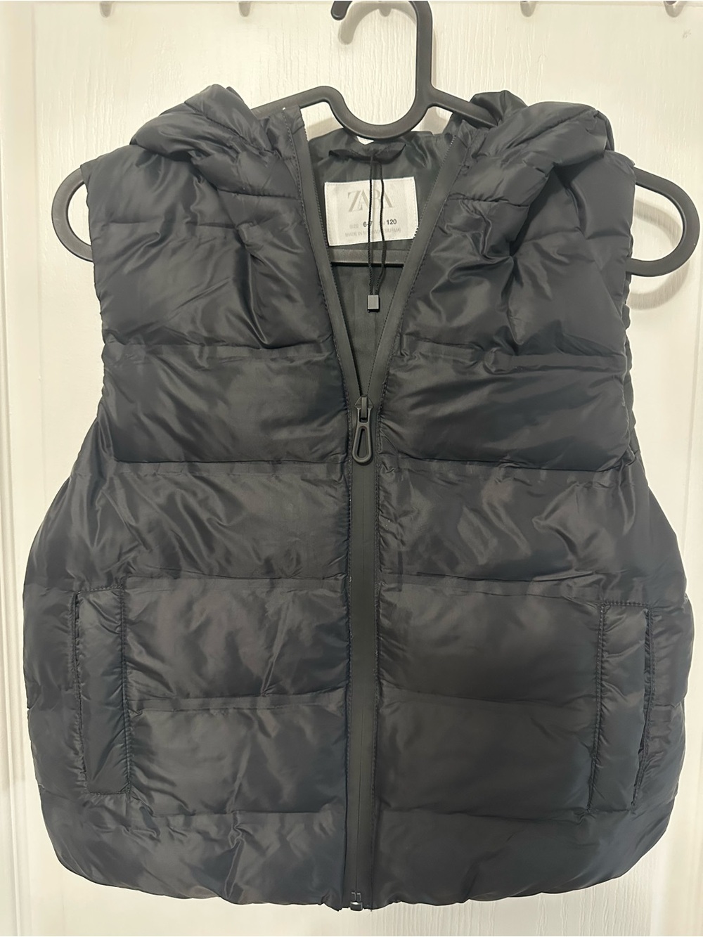 Zara Kids Hooded Black Puffer Vest